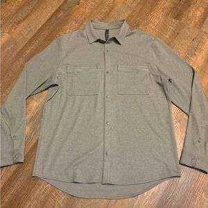 Lululemon Mens Soft Knit Overshirt XL Heather Green Snap Button Shacket EUC